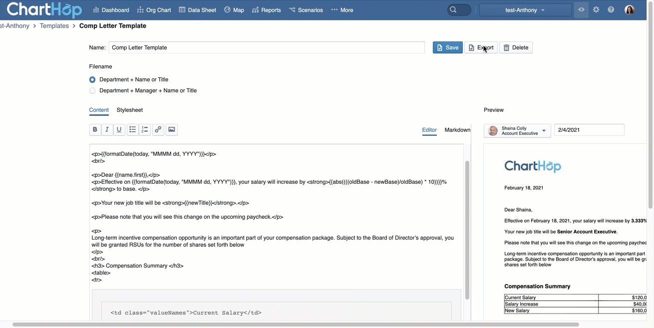 Export compensation review letter templates